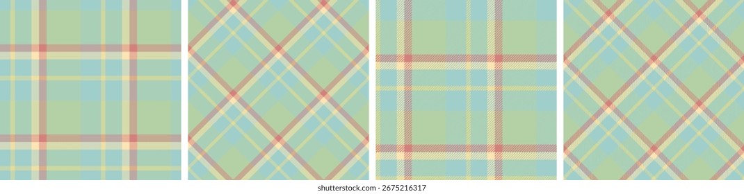 Conjunto de patrón de cuadros sin costuras de otoño. Fondo de textura de moda de tela a cuadros de tartán.