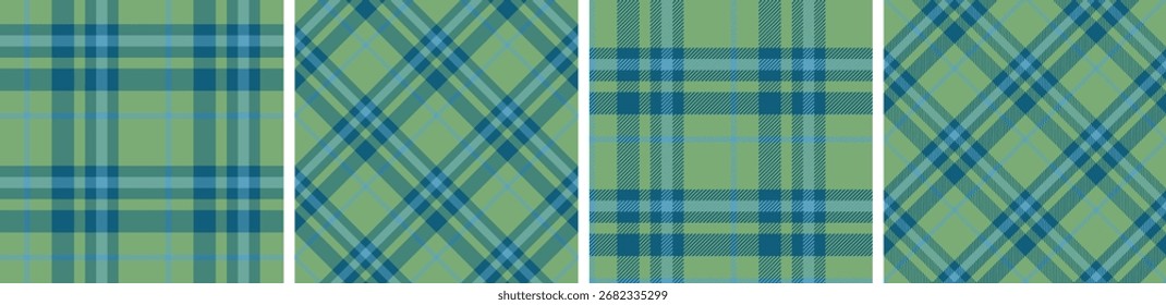 Conjunto de patrón de cuadros sin costuras de otoño. Fondo de textura de moda de tela a cuadros de tartán.