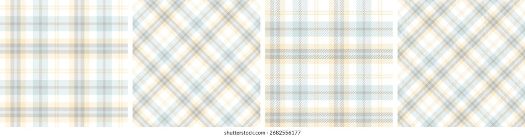 Conjunto de padrão de xadrez sem costura de outono. tecido xadrez tartan fundo de textura de moda.