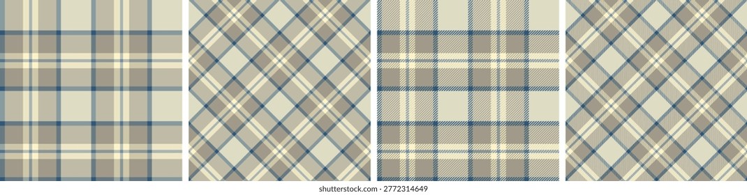 Autumn seamless plaid pattern set. tartan checkered fabric fashion texture background.