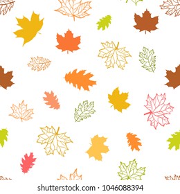 Autumn seamless simple pattern with leaves