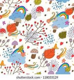 Autumn seamless texture with mushrooms.Seamless pattern can be used for wallpaper, pattern fills, web page background,surface textures.