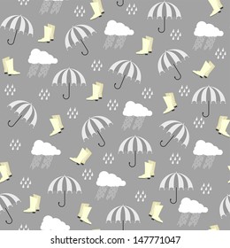 Autumn seamless with umbrella. Vector illustration.