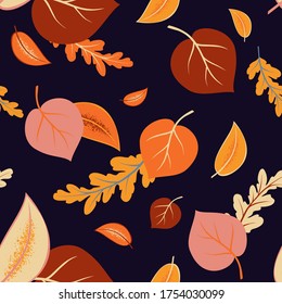 Autumn Seamless Vector Leaf Botanical Pattern