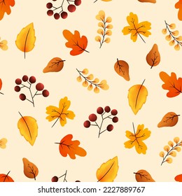 Autumn seamless vector pattern. Seamless background with fall leaves