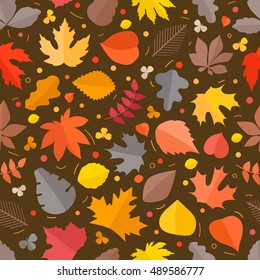 Autumn seamless vector pattern. Fall leaves collection