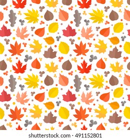 Autumn seamless vector pattern. Fall leaves collection