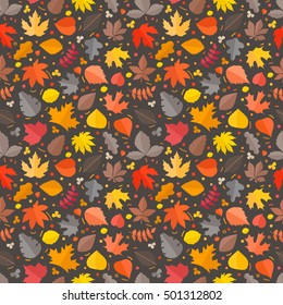 Autumn seamless vector pattern. Fall leaves collection