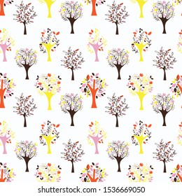 Autumn Seamless vector pattern trees.