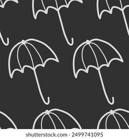 Autumn seamless vector pattern with umbrellas. Simple doodle style