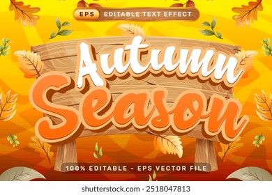 autumn season 3d text effect and editable text effect with autumn leaves illustration