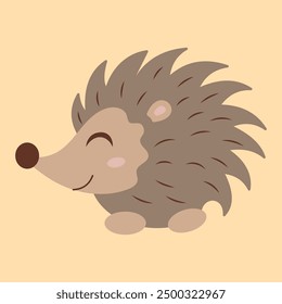 Autumn season. Animal hedgehog isolated. Cute cosy design element, sticker, icon