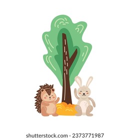 autumn season animals design vector isolated