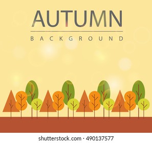 Autumn season background. Red and yellow tree with sunshine bokeh. Abstract vector illustration. Eps 10