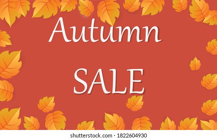 Autumn Season Background for Sale Promotion Banner. Leaf border
