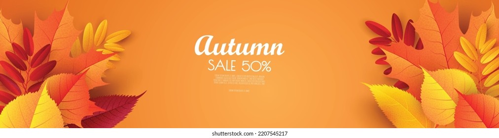 Autumn Season Background for Sale Promotion Banner. Leaf border