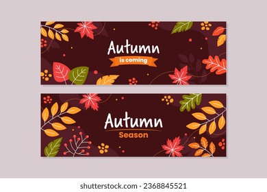 Autumn season banner template collection set