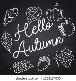 autumn season with chalk font on blackboard