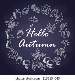 autumn season with chalk font on blackboard