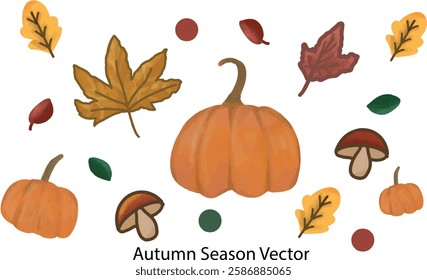 Autumn Season Colorful Elements Vector