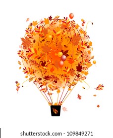 Autumn season concept, air balloon with leaf for your design