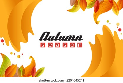 Autumn Season. Decorated with colored leaves with yellowish shades of autumn. Vector illustration
