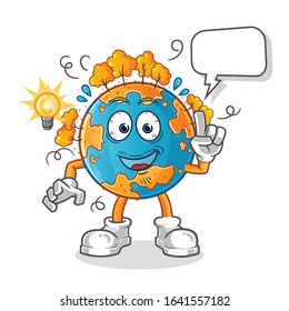 autumn season. autumn earth got an idea with lamp and bubble cartoon. cartoon mascot vector