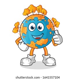 autumn season. autumn earth happy thumbs up cartoon. cartoon mascot vector