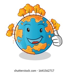 autumn season. autumn earth happy thumbs up cartoon. cute chibi cartoon mascot vector