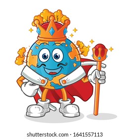 autumn season. autumn earth king with crown and robe cartoon. cartoon mascot vector