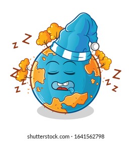 autumn season. autumn earth sleeping with sleeping hat cartoon. cute chibi cartoon mascot vector