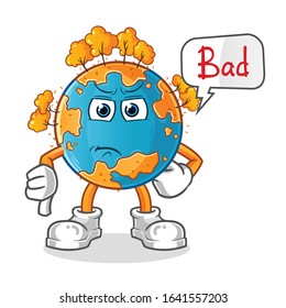 autumn season. autumn earth thumbs down angry with bubble cartoon. cartoon mascot vector