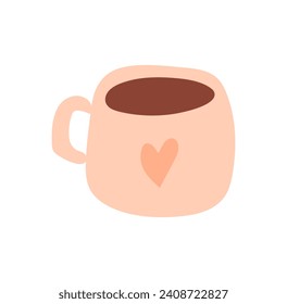 Autumn season element of colorful set. This tea cup becomes a visual symbol of seasonal coziness, capturing the essence of fall in an artful composition. Vector illustration.