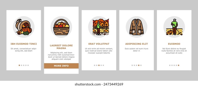 autumn season fall leaf nature onboarding mobile vector. orange foliage, banner maple, element red, sale plant, decoration colorful, october autumn season fall leaf nature Illustrations