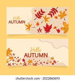 autumn season with fall leaves banners