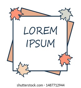 Autumn season. Fall leaves, vector card, line style, festival party invites poster banner design decorative border and copy space.