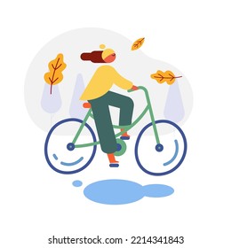 Autumn season. Fall, rain. People silhouette with umbrella flat vector