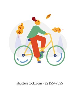 Autumn season. Fall, rain. People silhouette with umbrella flat vector