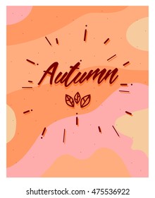 "Autumn" season greeting card with leaves.