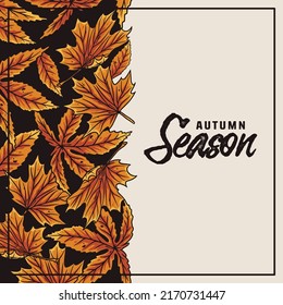 Autumn season or halloween background with leafs for design. Eco decoration with plant for fair or market