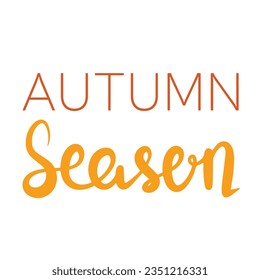 Autumn season handwriting text banner. Autumn words label. Vector illustration