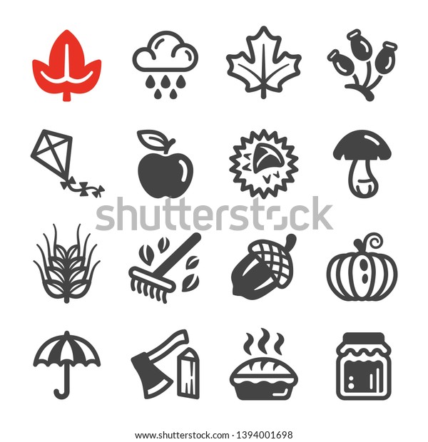 Autumn Season Icon Set Vector Illustration Stock Vector (Royalty Free ...