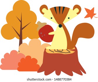 Autumn season illustration with squirrel