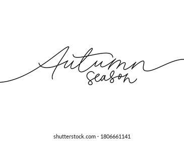 Autumn season ink pen vector lettering. Modern inscription handwritten vector line calligraphy. Fall season handwritten linear lettering. Welcome autumn banner. Black paint letters isolated on white.