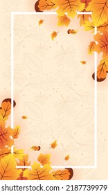 autumn season leaves frame postcard