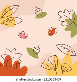 Autumn Season Leaves Square Background for Social Media Post or Feed
