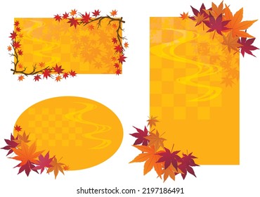 Autumn season maple Japanese style background frame
