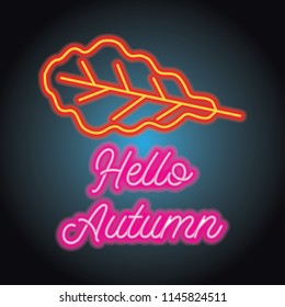 autumn season with neon light effect. vector illustration