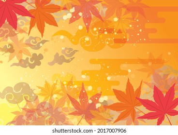 Autumn season oriental Asian autumn leaves background illustration
