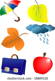 Autumn season ornaments. Vector illustration. Fully editable, easy color change